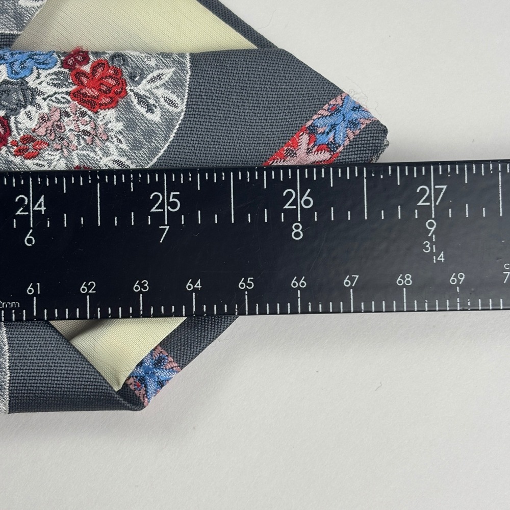 Pirelli Collection Necktie Mens OS Gray Floral Medallion Woven Tie Vintage Retro - Picture 4 of 4